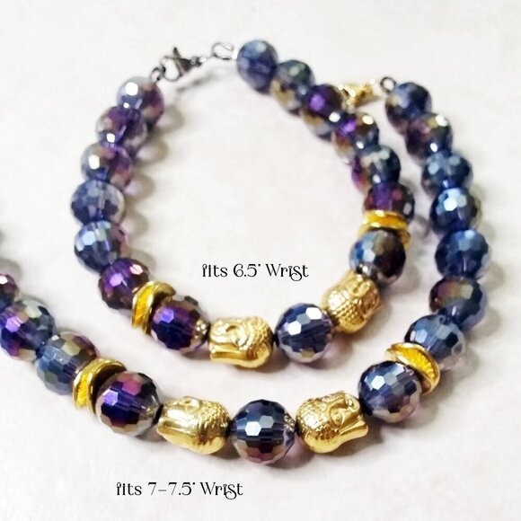 Sparkling Gold Buddha Bracelet! Faceted Bling Beads! Gorgeous Color Reflections - Picture 5 of 9